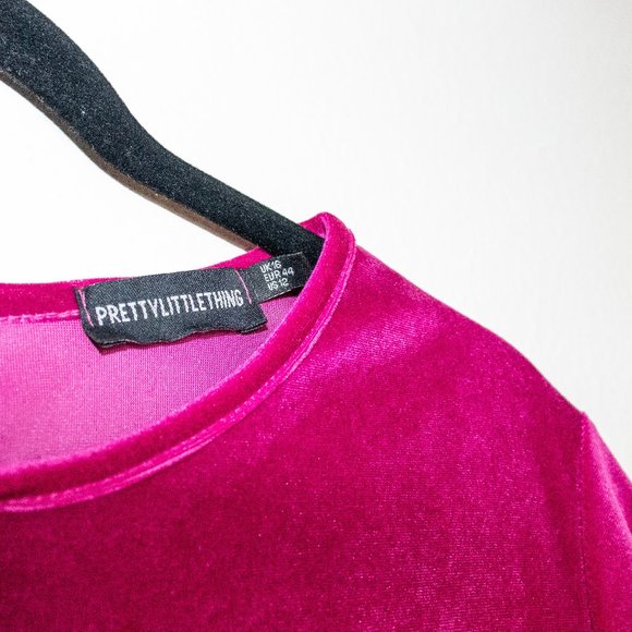 Pretty Little Thing - Hot Pink Velvet Unitard - Picture 10 of 14